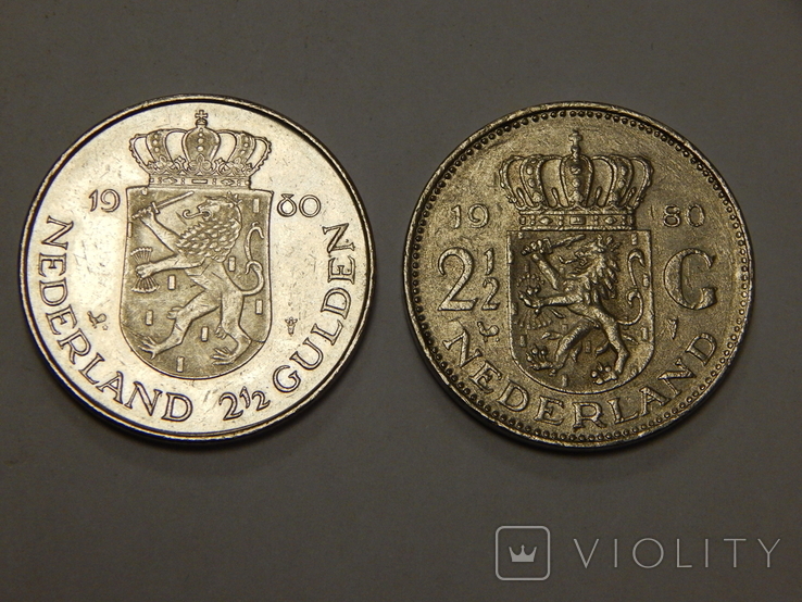2 монеты по 2,5 гульдена, 1980 г Нидерланды