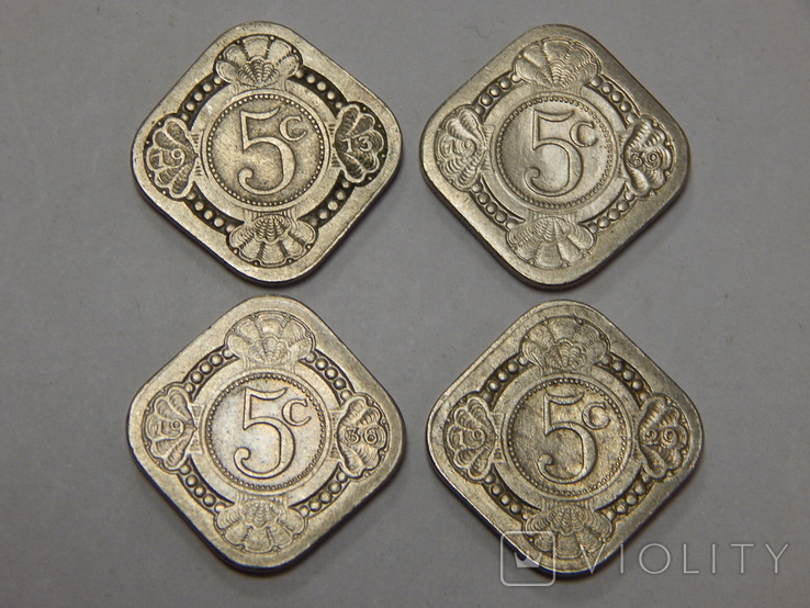 4 монеты по 5 центов, Нидерланды