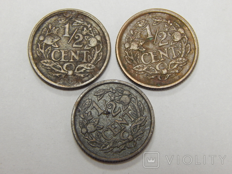 3 монеты по 1/2 цента, Нидерланды
