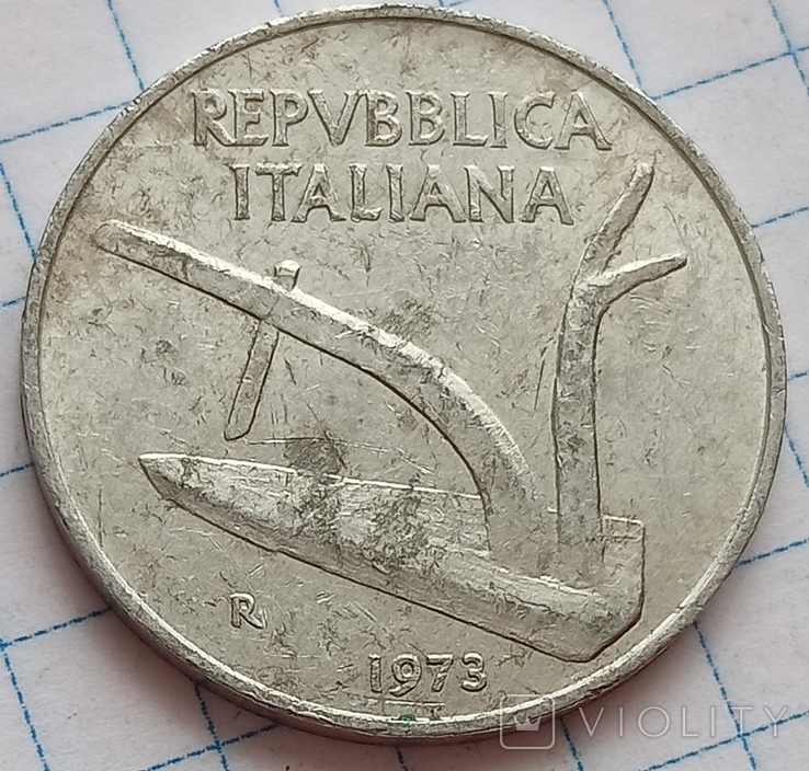 Италия 10 лир 1973
