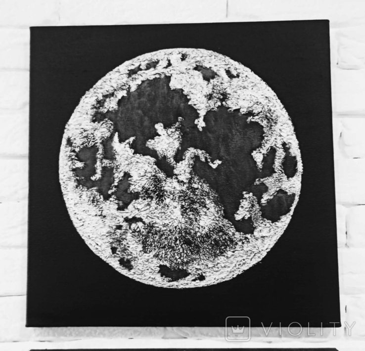 Три фазы луны акрил текстурная паста холст, фото №4