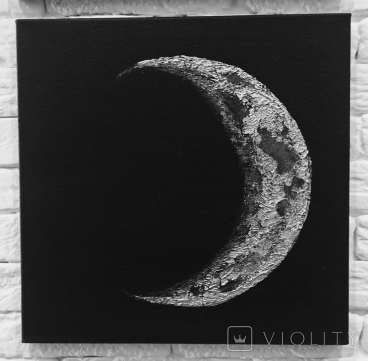Три фазы луны акрил текстурная паста холст, фото №5