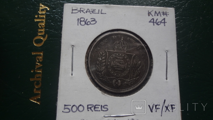 500 рейс 1863 Бразилия серебро Холдер 3, фото №3