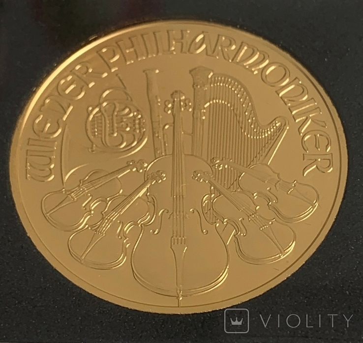 Золотая монета Венская Филармония 1 унция (Vienna Philharmonic) - Philharmoniker, фото №2