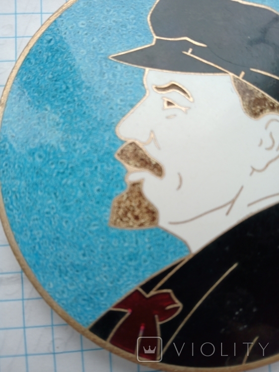 Настольная медаль Ленин в эмалях цветных, фото №3