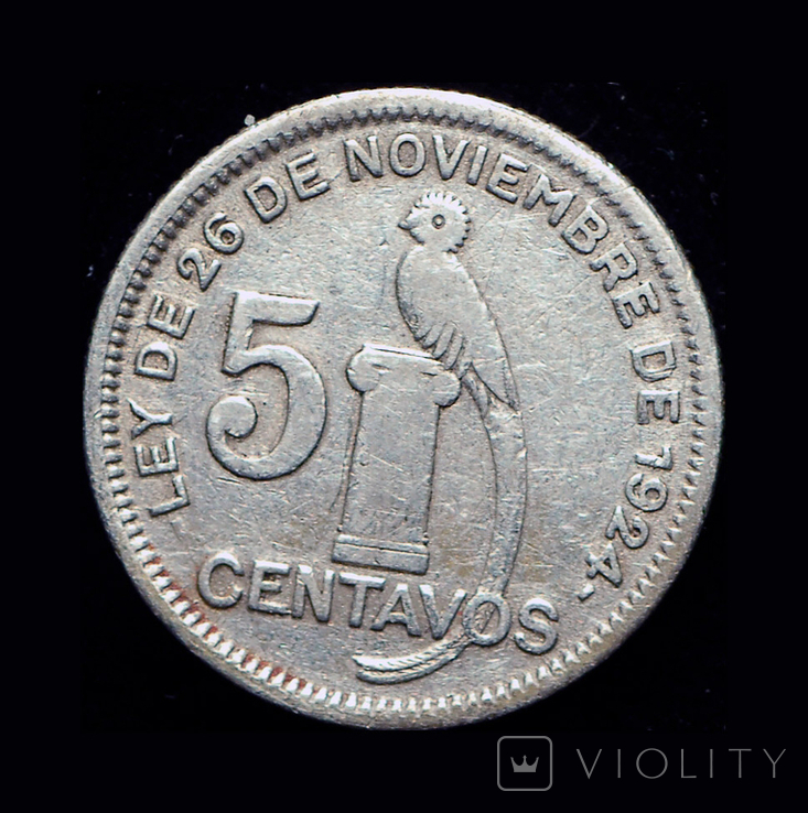 Гватемала 5 сентавос 1929 серебро