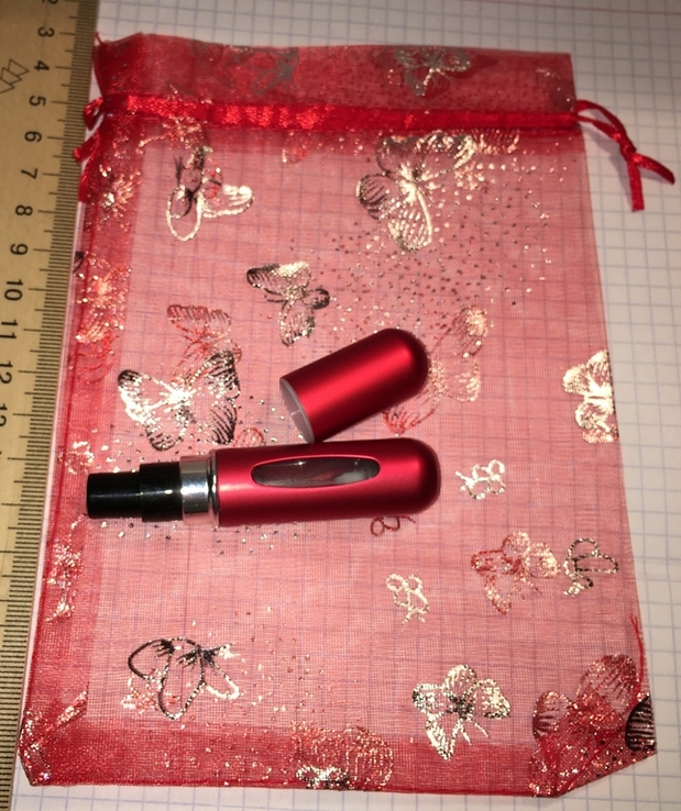 Самозаправляющийся, герметичный атомайзер (флакон) для парфюма, 5мл (красный) + бонус, фото №2