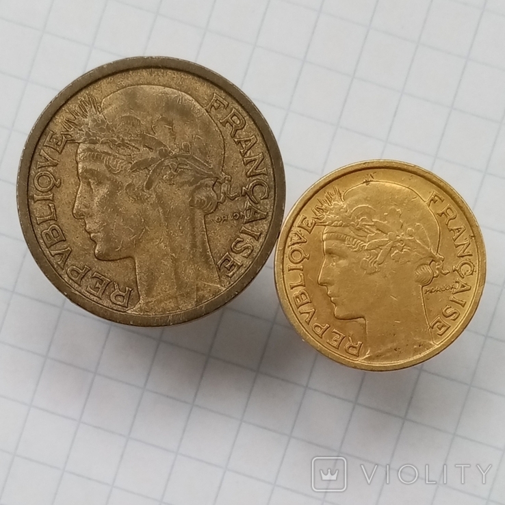 1 франк 1938г 50 сантимов 1939г Франция, фото №3