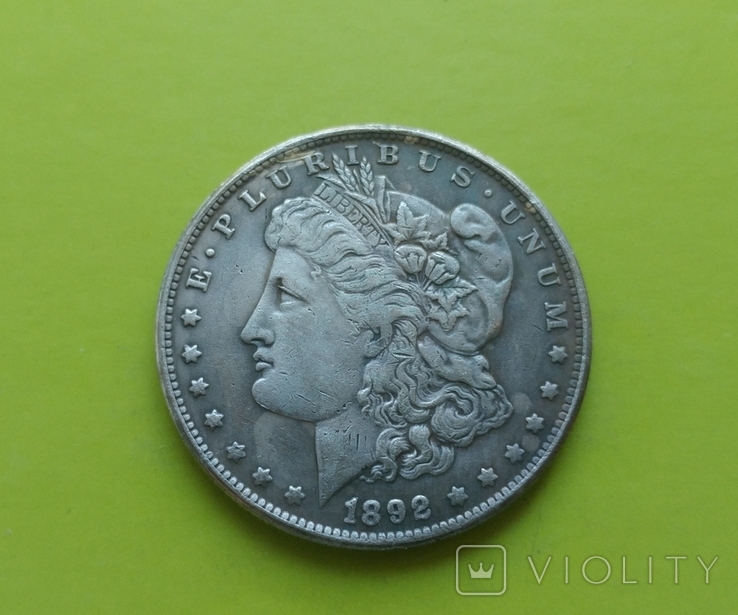 1 доллар 1892 г. Morgan США (копія), фото №2