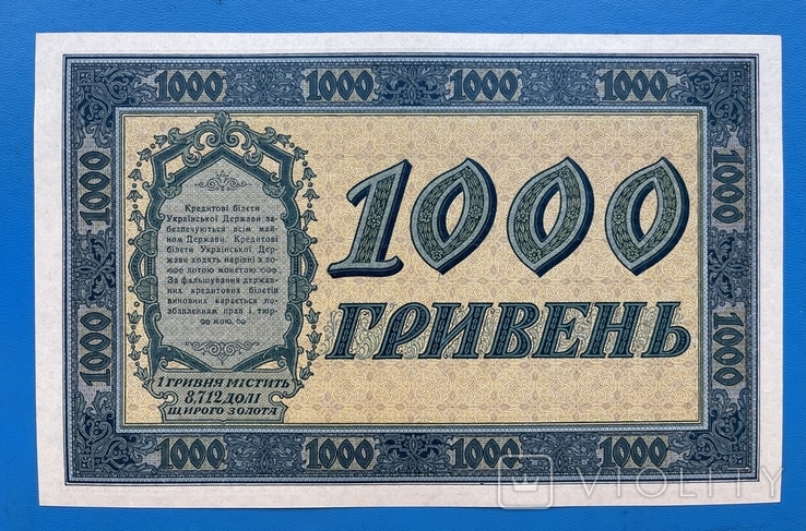 1000 гривень 1918 UNC, фото №2