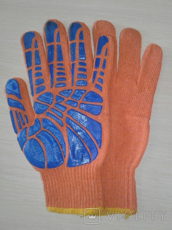 Перчатки рабочие Х/Б (оранжевый-син)