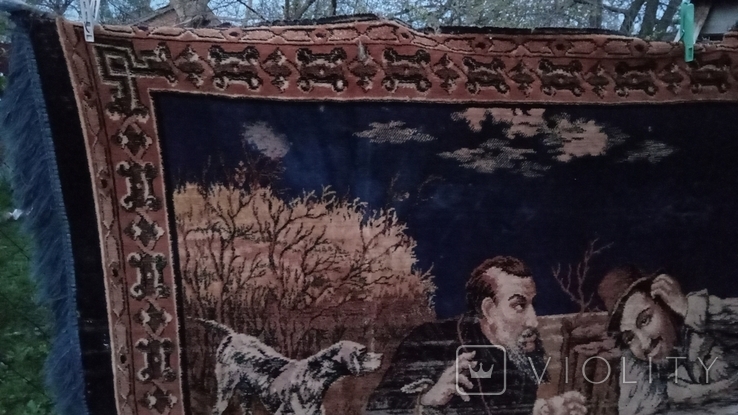 Плюшевый коврик на стену' Три охотника', СССР., фото №9