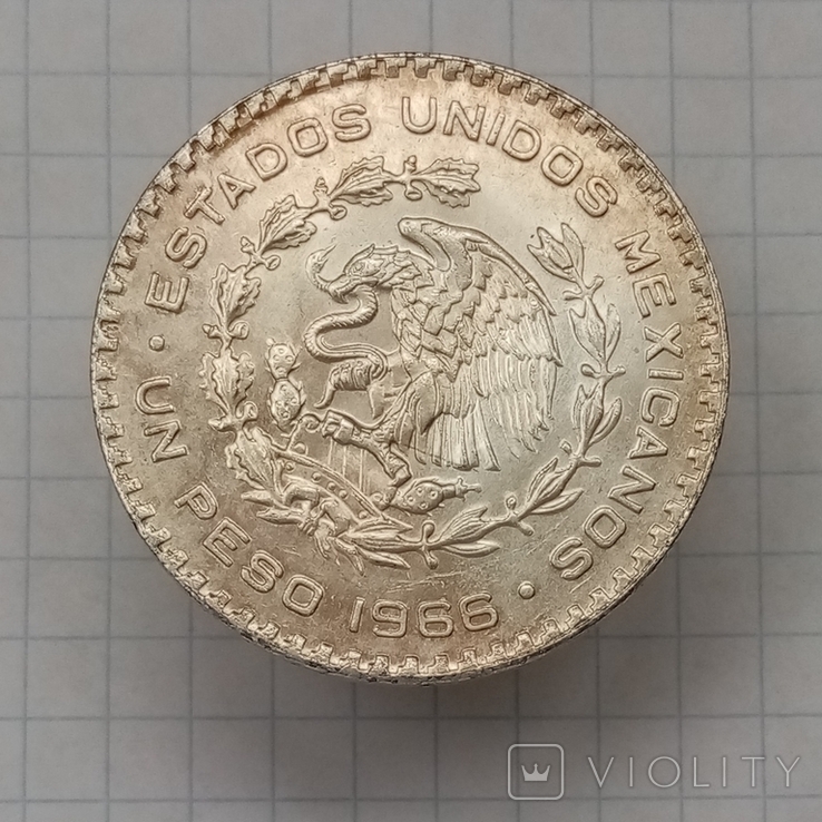 1 пэсо 1966г Мексика серебро