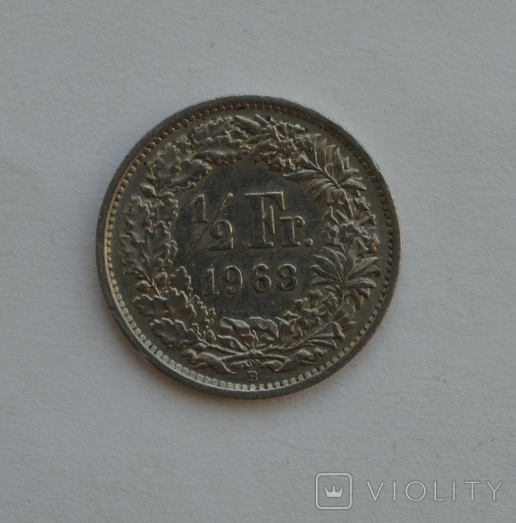 1/2 франка 1968 г. Швейцария, фото №2