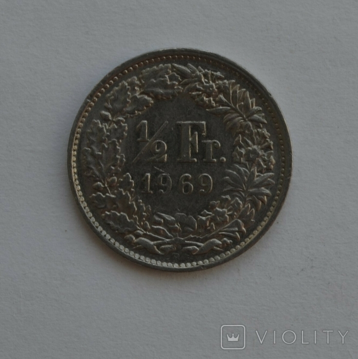 1/2 франка 1969 г. Швейцария, фото №2