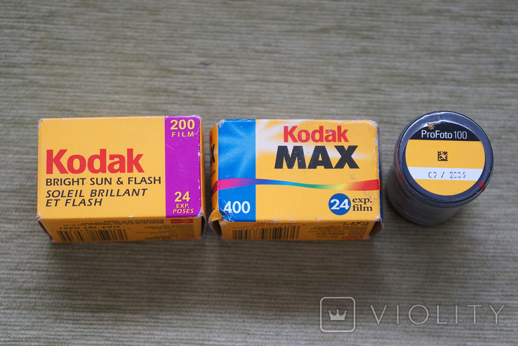 Kodak BRIG HT SUN 200 24exp, Kodak MAX 400 24exp, Kodak ProFoto 100 36exp