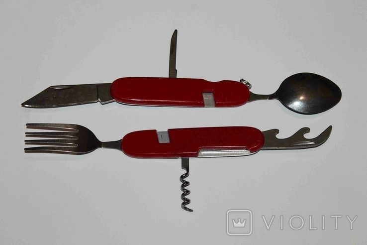Набір туристичний, виделка, ложка, ніж, відкривачка (1012), фото №4