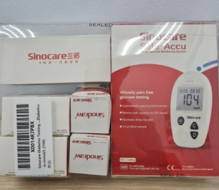 Глюкометр sinocare safe-accu (100 тэст-полосок,+ 100 ланцетов)., фото №7