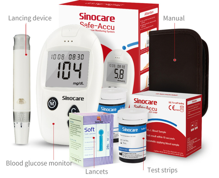 Глюкометр sinocare safe-accu (100 тэст-полосок,+ 100 ланцетов)., фото №9