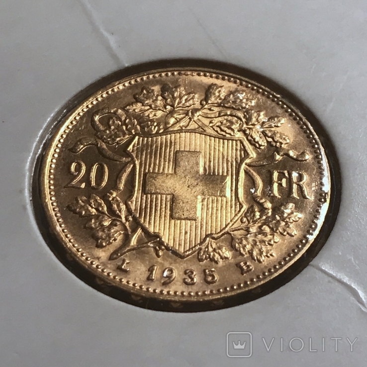 20 франков (20 FR Helvetia) 1935, Швейцария, фото №10