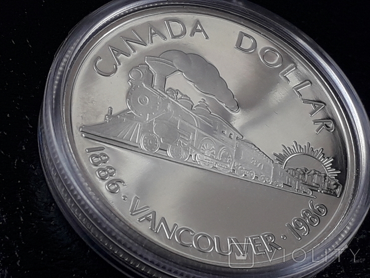 1 доллар, Канада, 1986 год, 100 лет городу Ванкувер, серебро, в презентационном футляре, фото №7