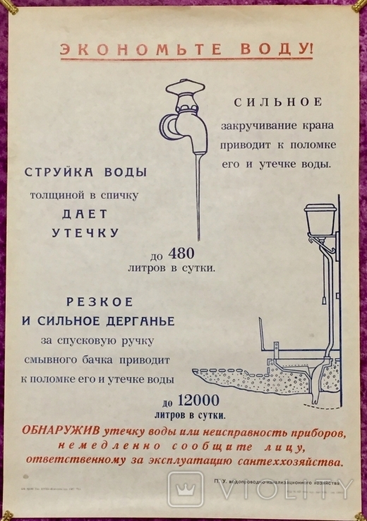 1977г. СССР. Экономьте воду! 5плакатов., фото №2