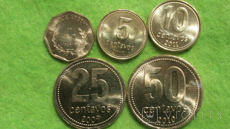 Аргентина набор 1. 5, 10, 25, 50 сентаво 5 шт