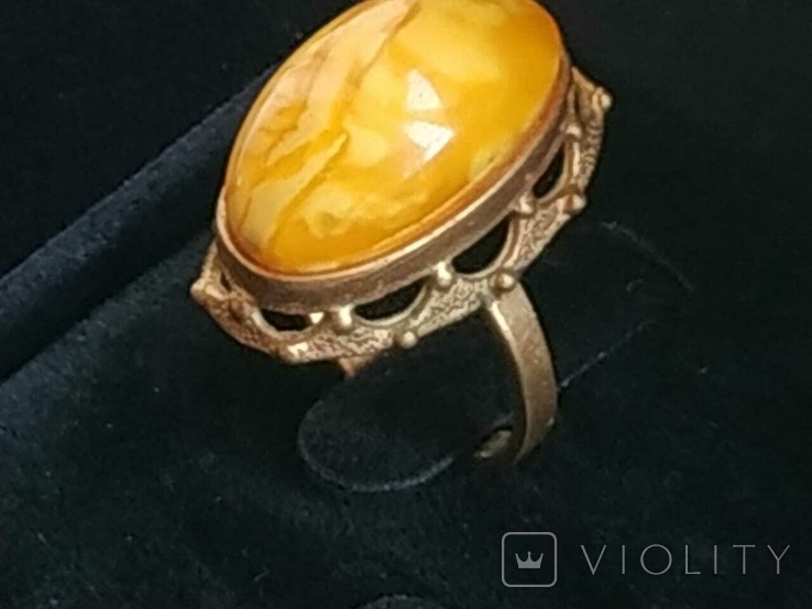 Винтажное кольцо с янтарём