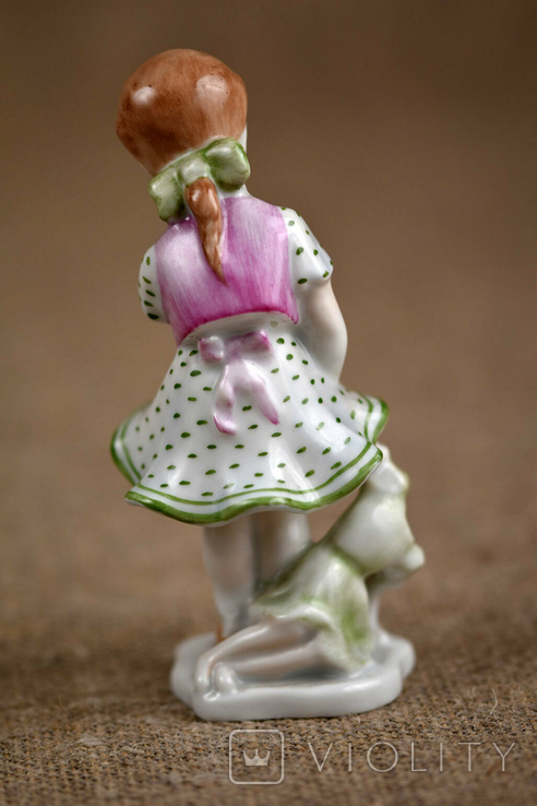 Herend Фарфоровая статуэтка Девочка с куклой 1960 гг, фото №5