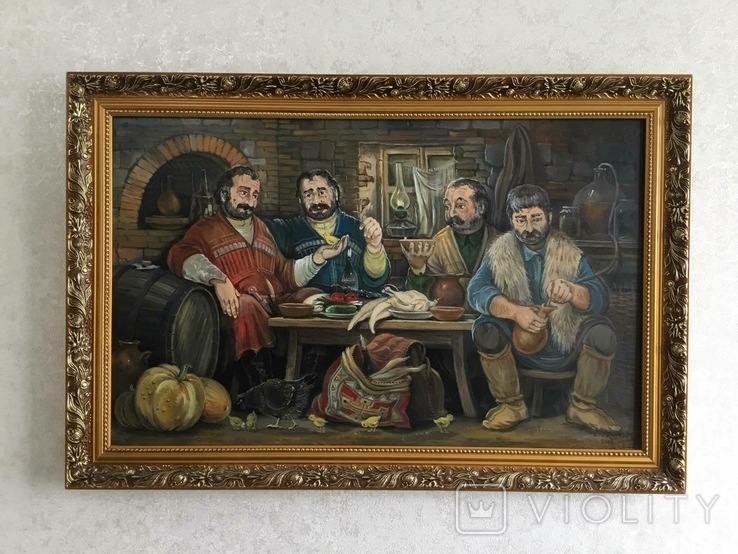 Картина холст, масло, Грузины "Кутеж", фото №2