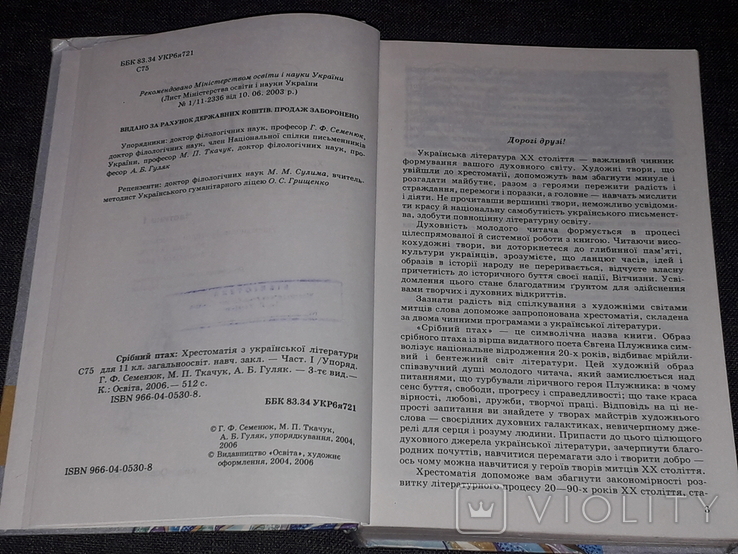 Срібний птах. Хрестоматія з української літератури 2006 рік, фото №5