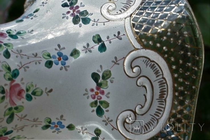 Вазочка старинная роспись золочение двухслойное стекло 19 век, фото №3