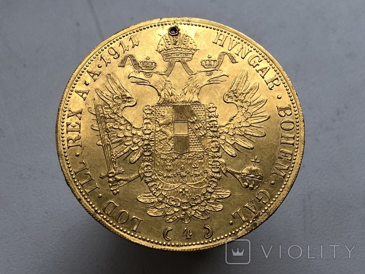 4 дуката 1911 год , Австро-Венгрия , золото, фото №6