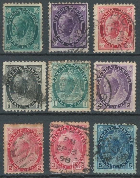 Ж02 Британские колонии. Канада 1897-1898, 9 марок без повторов
