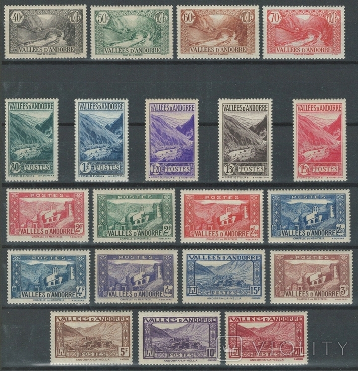 Л11 Андорра, французская почта 1932-1942**, 20 марок MNH без повторов (45 евро)