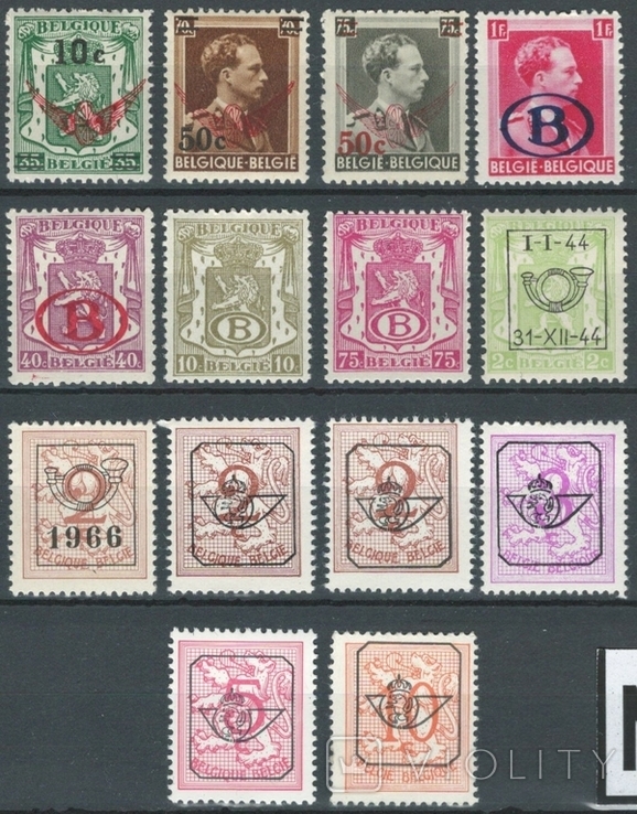 М03 Бельгия 1930-60-е гг** (14 железнодорожных марок MNH без повторов)