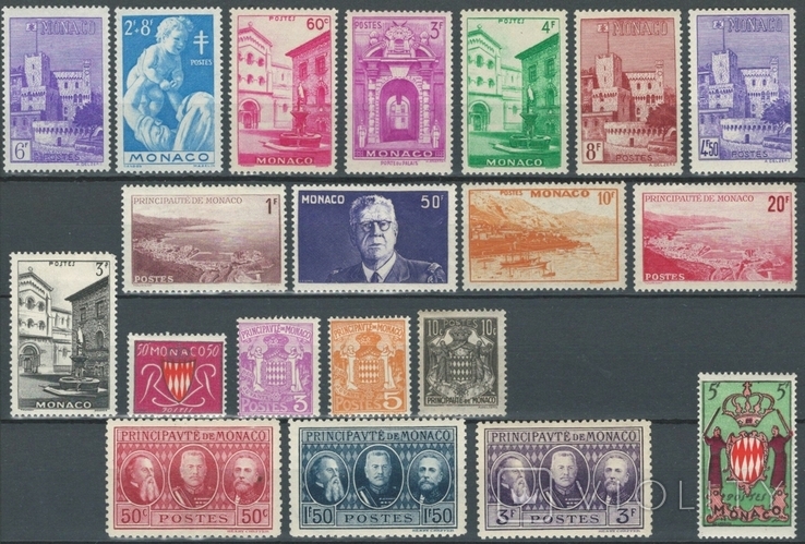 М04 Монако 1930-40-е гг**/* (20 марок MNH/МН без повторов)