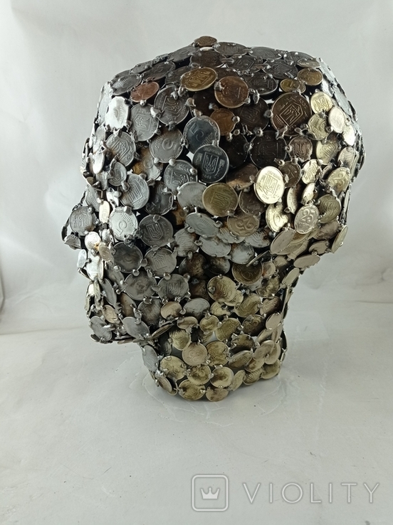 Скульптура из металла Монет Голова из Монет, фото №6