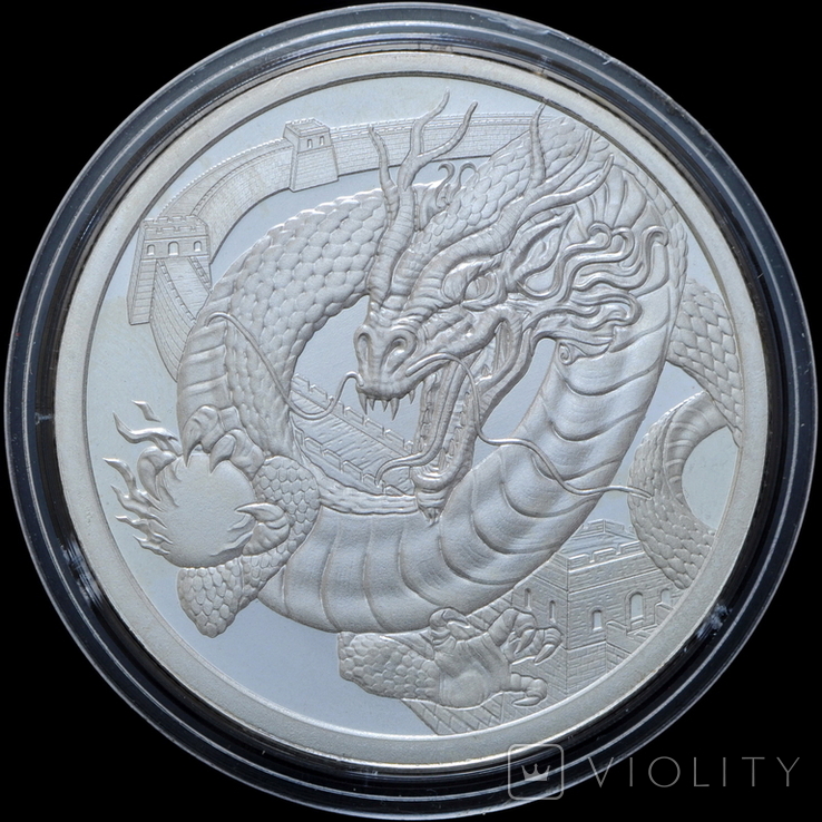 Мир Драконов - Дракон Китай (Серебро 0.999, 31.1г) 1oz, США Унция