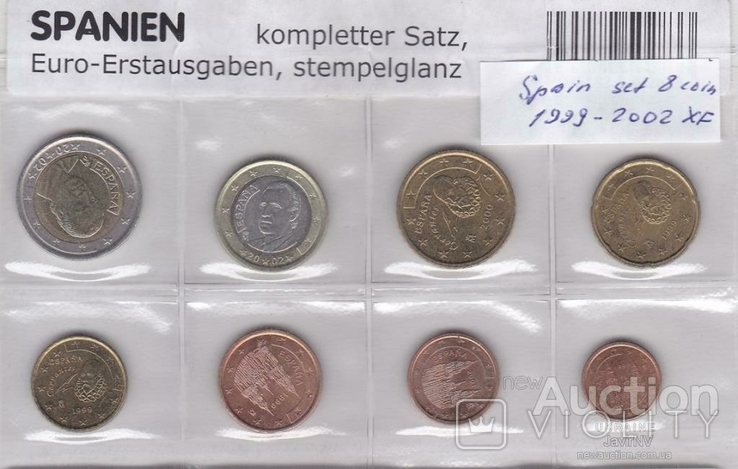 Іспанія Іспанія - набір 8 монет 1 2 5 10 20 50 Cent 1 2 Євро 1999 - 2002, фото №2