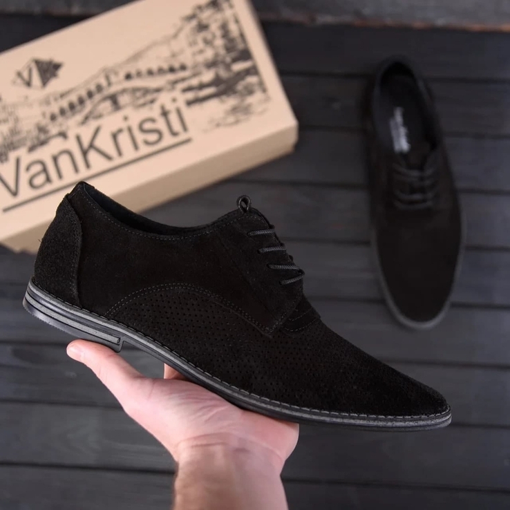 Чоловічі шкіряні літні туфлі VanKristi classic black Код:Код: П 343 чз, фото №4