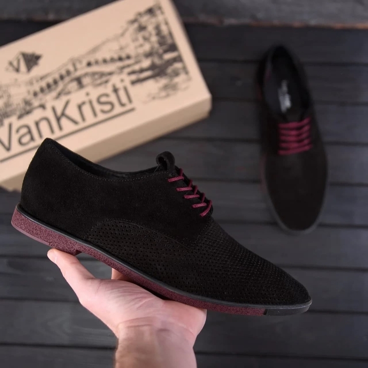 Чоловічі шкіряні літні туфлі VanKristi classic black Код :П 500 чз, фото №4
