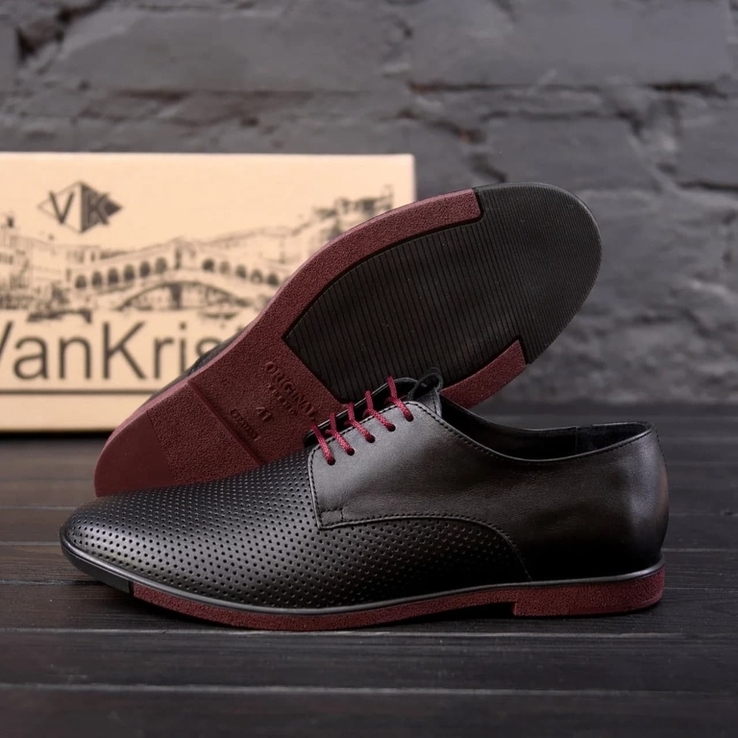 Чоловічі шкіряні літні туфлі VanKristi classic black Код: П 500 чк, фото №3