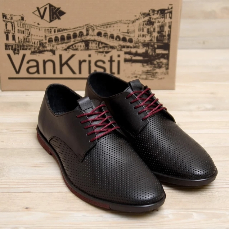 Чоловічі шкіряні літні туфлі VanKristi classic black Код: П 500 чк, numer zdjęcia 5