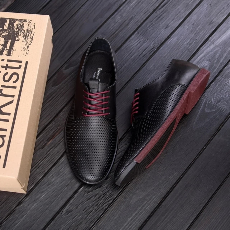 Чоловічі шкіряні літні туфлі VanKristi classic black Код: П 500 чк, фото №8
