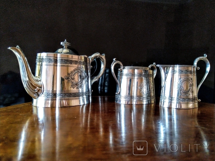 Англійський антикварний чайний сервіз 1930-х років посріблений