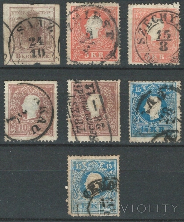 П05 Австро-Венгрия 1850-1859 №№ 4 и 13-15 (с разновидностями, 24 евро)