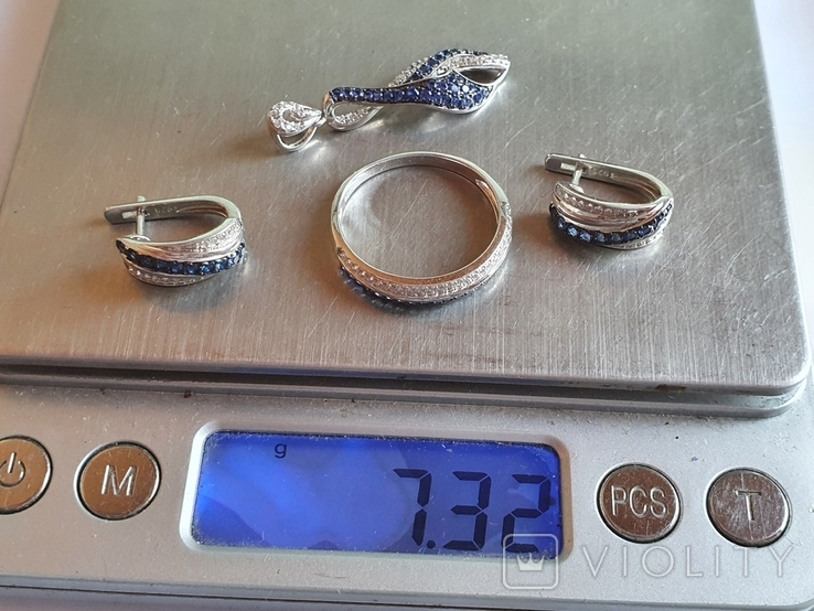 Набор кольцо + серьги + подвес. Серебро 925 проба. Размер кольца 19.5, фото №11