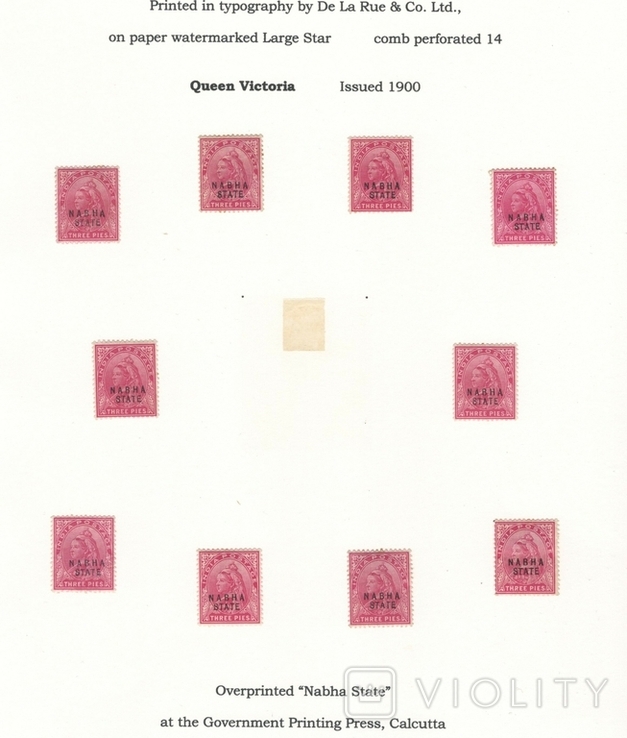 46 Брит. Индийские княжества. Набха 1900 №26* (10 разновидностей, на наклейках)