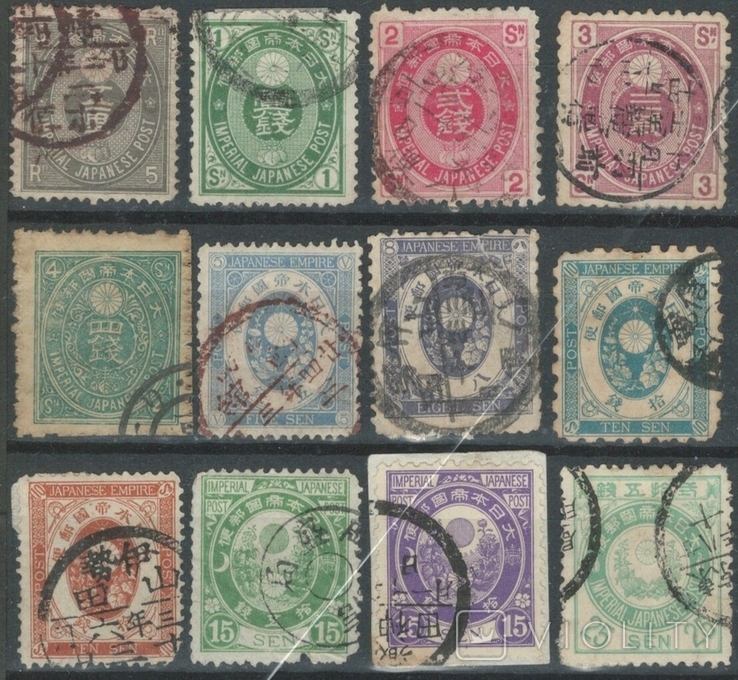 У11 Япония 1876-1892 (12 марок без повторов, 46 евро)